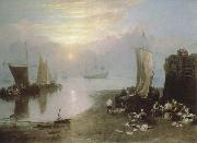 J.M.W. Turner sun rising through vapour:fishermen cleaning and selling fish Germany oil painting artist